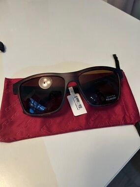 SUNCLOUD Wood-Tone Frame Sunglasses with Brown Lenses